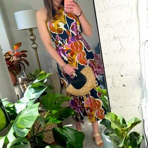 Sezane Multicolor Floral Halter Midi Dress